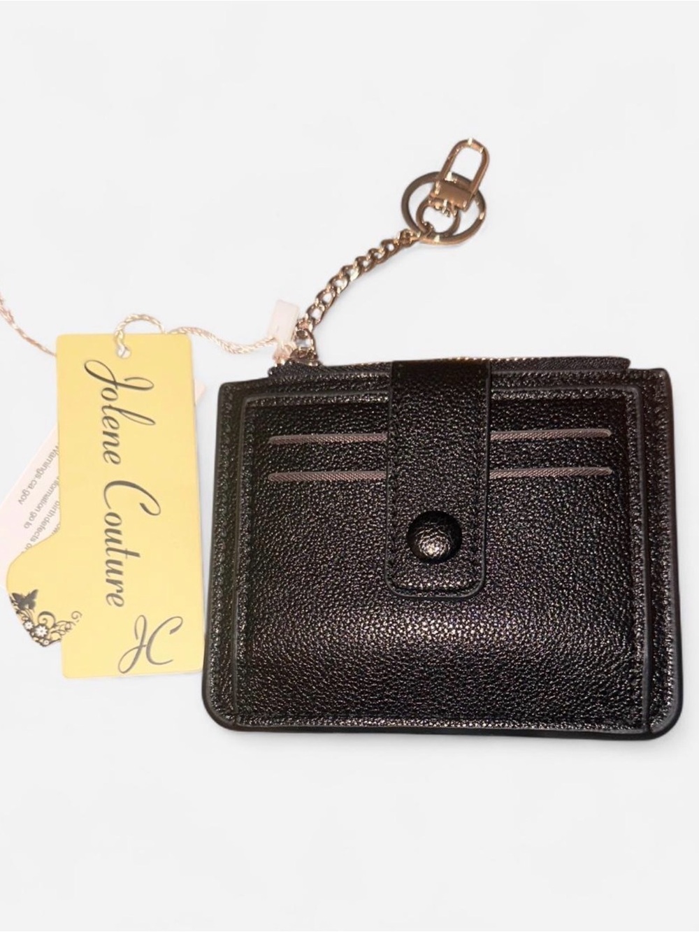 Jolene Couture Black Pebbled Leather Card & Key Holder